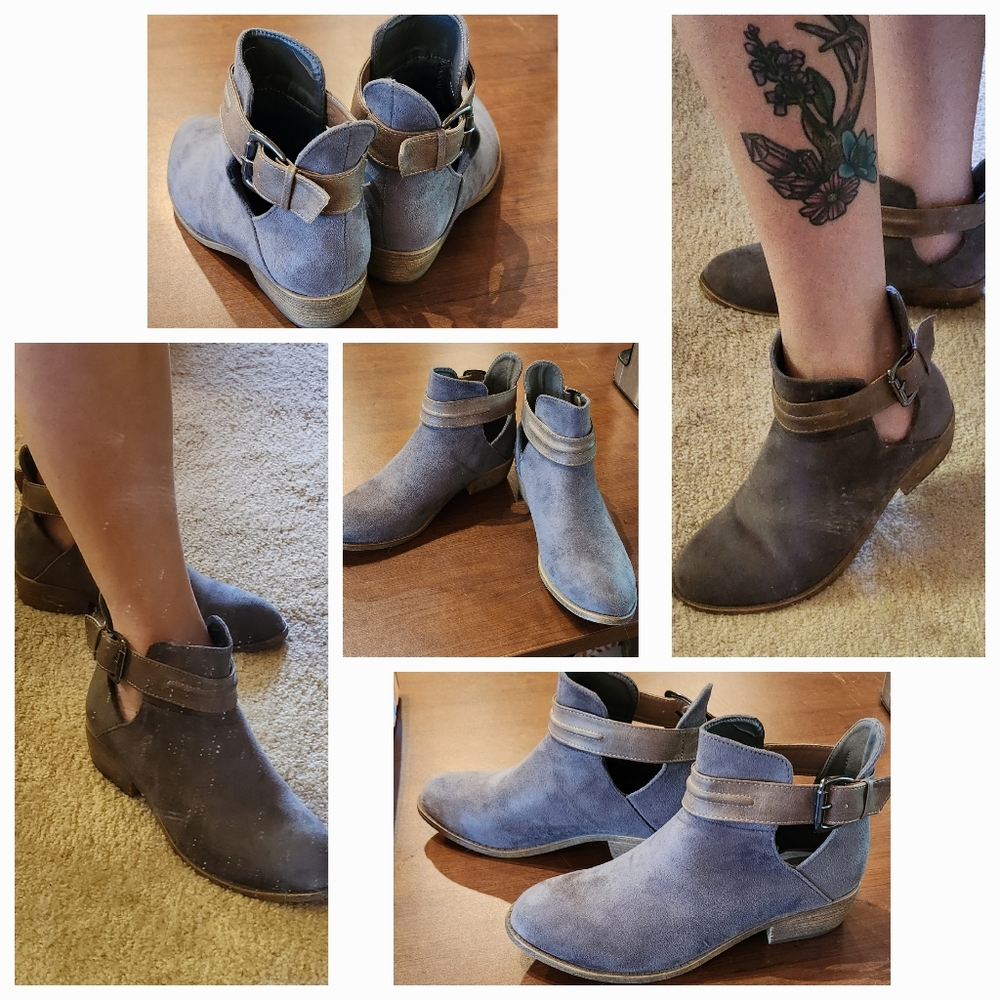 Women's Grey Suede Booties Size 7.5